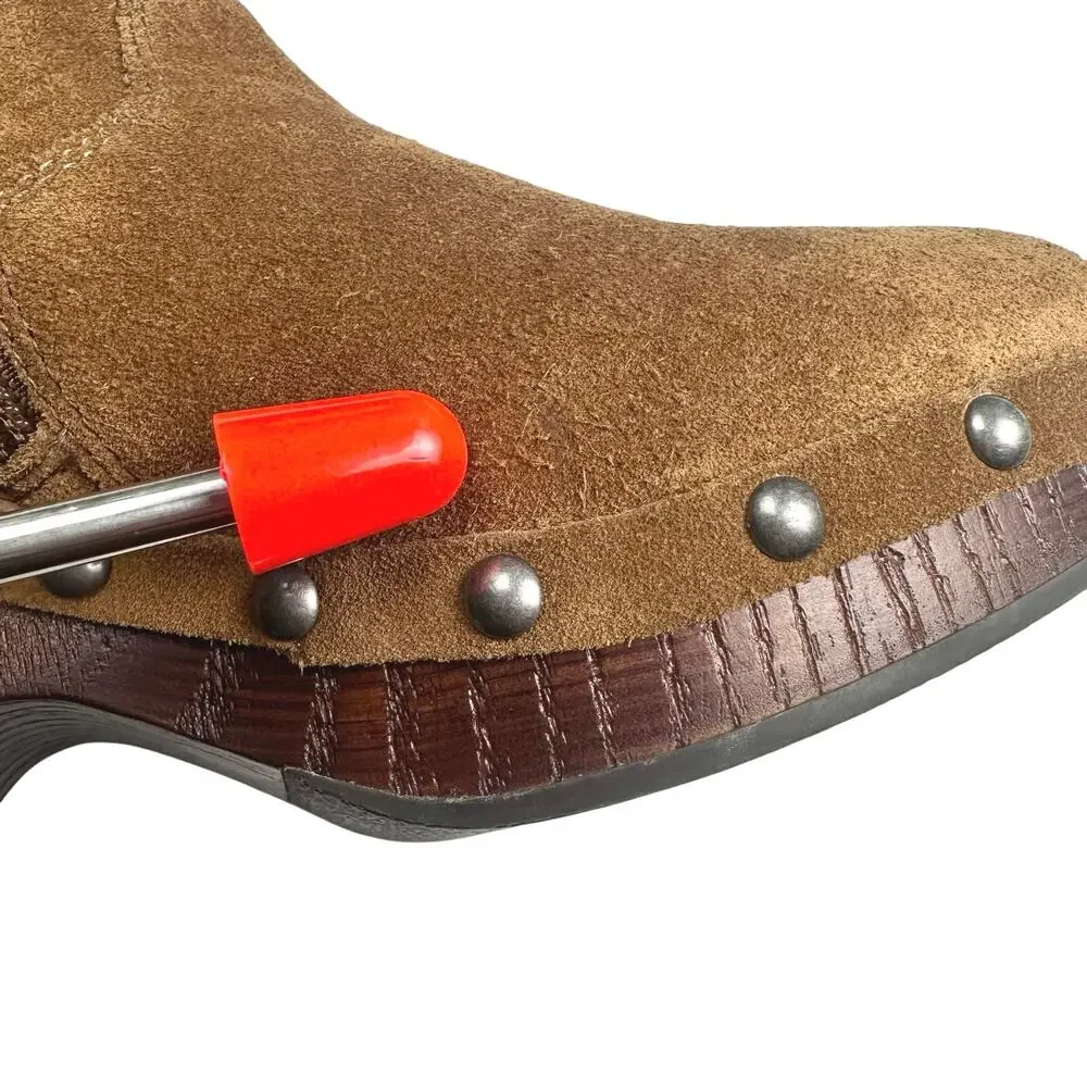 Lucky Brand | Women | Yasamin Studded Tan Suede Leather Heeled Booties | 5.5 M